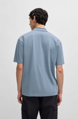 HUGO x RB stretch-cotton polo shirt with carbon stealth logo, Blue