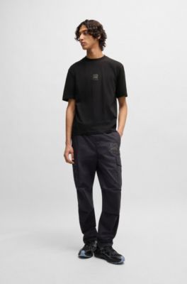 Camiseta de punto de algod&oacute;n HUGO x RB con logo de carbono sutil, Negro