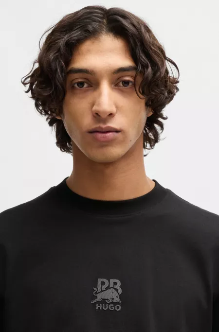 HUGO x RB cotton-jersey T-shirt with carbon stealth logo