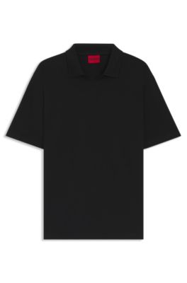 Polo shirt in mercerised stretch-cotton piqu&eacute;, Black