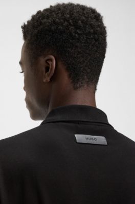 Polo shirt in mercerised stretch-cotton piqu&eacute;, Black