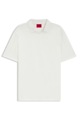 Polo relaxed fit en piqu&eacute; de algod&oacute;n el&aacute;stico mercerizado, Blanco