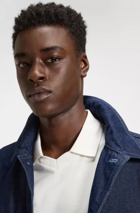 Polo shirt in mercerised stretch-cotton piqué