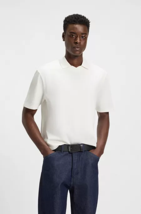 Polo shirt in mercerised stretch-cotton piqué