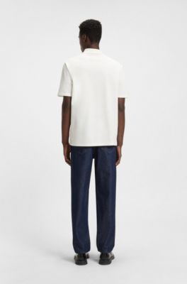 Polo relaxed fit en piqu&eacute; de algod&oacute;n el&aacute;stico mercerizado, Blanco