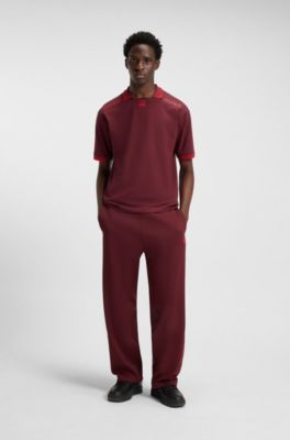 Polo HUGO&nbsp;x&nbsp;RB con ribetes y logos, Rojo oscuro