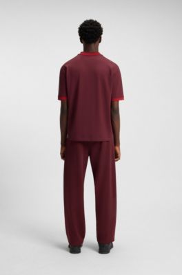 Polo HUGO&nbsp;x&nbsp;RB con ribetes y logos, Rojo oscuro