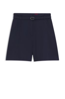 Regular-fit shorts with buckled belt, Dark Blue