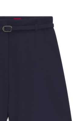 Shorts regular fit con cintur&oacute;n con hebilla, Azul oscuro