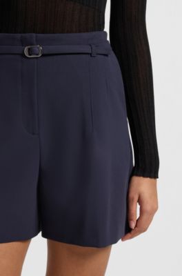 Shorts regular fit con cintur&oacute;n con hebilla, Azul oscuro