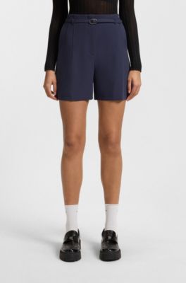 Shorts regular fit con cintur&oacute;n con hebilla, Azul oscuro