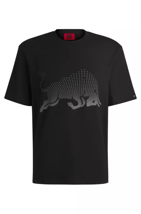 HUGO x RB cotton-jersey T-shirt with degradé bull graphic