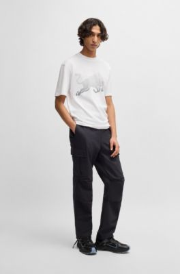 T-shirt HUGO&nbsp;x&nbsp;RB en jersey de coton &agrave; motif taureau en d&eacute;grad&eacute;, Blanc