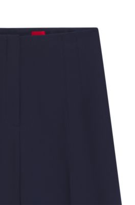 Pantalones regular fit en tejido el&aacute;stico con pernera carrot, Azul oscuro