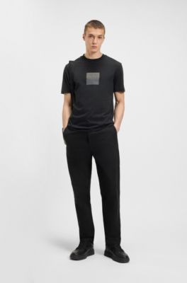 Split-logo T-shirt in cotton jersey, Black