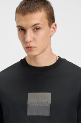 Split-logo T-shirt in cotton jersey, Black