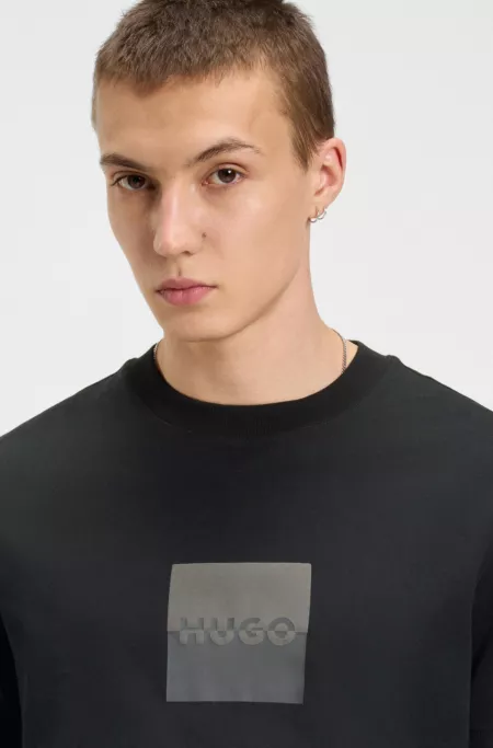 Split-logo T-shirt in cotton jersey