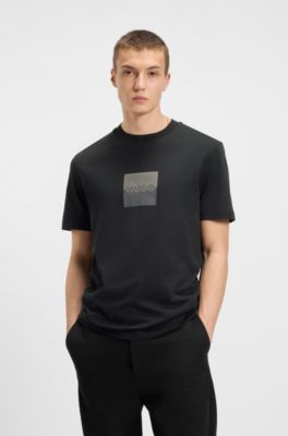 Split-logo T-shirt in cotton jersey, Black