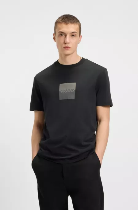 Split-logo T-shirt in cotton jersey