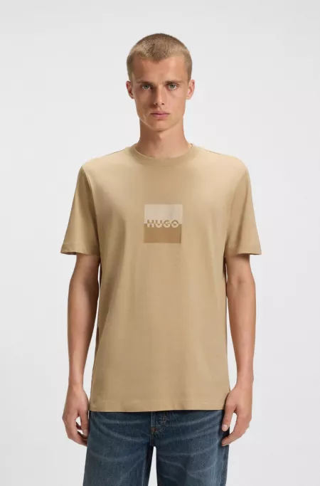 Split-logo T-shirt in cotton jersey