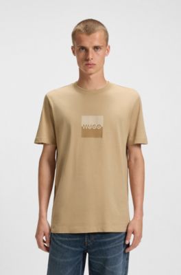 Split-logo T-shirt in cotton jersey, Beige