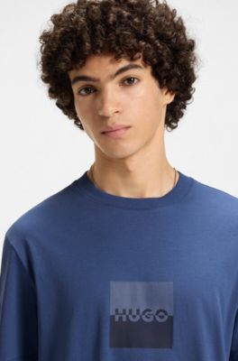 Split-logo T-shirt in cotton jersey, Blue
