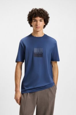 Split-logo T-shirt in cotton jersey, Blue
