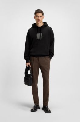 Split-logo hoodie in cotton terry, Black