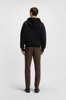 Split-logo hoodie in cotton terry, Black