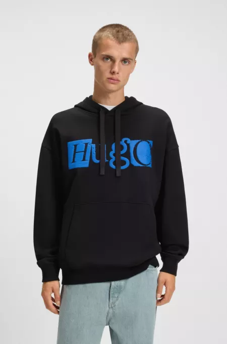 Cotton-terry hoodie with puff-print logo
