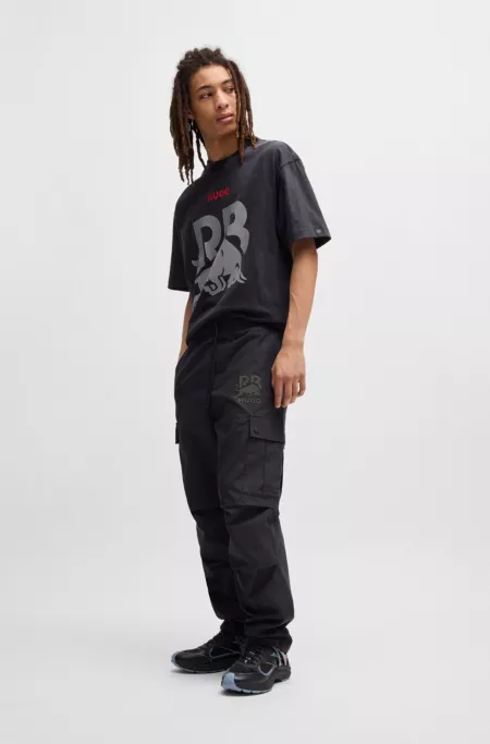 HUGO x RB regular-fit trousers with carbon stealth logo