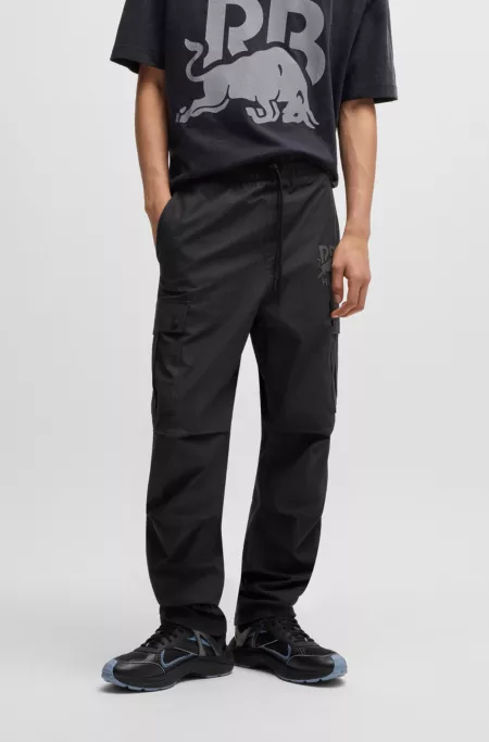 HUGO x RB regular-fit trousers with carbon stealth logo