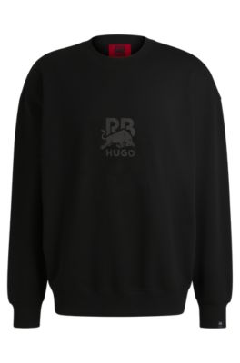 Sudadera HUGO x RB de felpa de algod&oacute;n con logo de carbono sutil, Negro