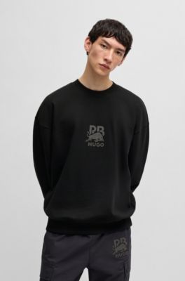 HUGO x RB cotton-terry sweatshirt with carbon stealth logo, Black