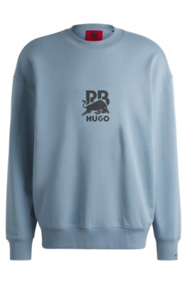 Sudadera HUGO x RB de felpa de algod&oacute;n con logo de carbono sutil, Azul