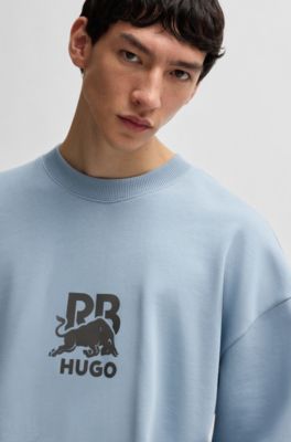 Sudadera HUGO x RB de felpa de algod&oacute;n con logo de carbono sutil, Azul