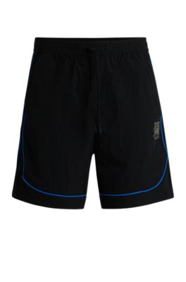 HUGO x RB drawstring shorts with piping details, Black