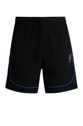 HUGO x RB drawstring shorts with piping details