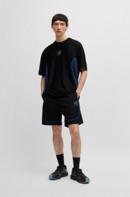 HUGO x RB drawstring shorts with piping details, Black
