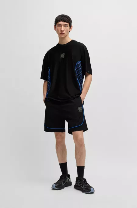 HUGO x RB drawstring shorts with piping details