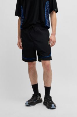 HUGO x RB drawstring shorts with piping details, Black