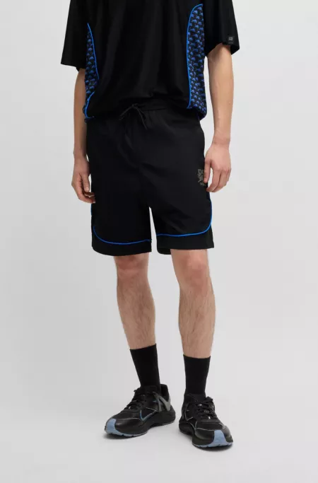 HUGO x RB drawstring shorts with piping details