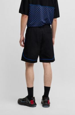 HUGO x RB drawstring shorts with piping details, Black