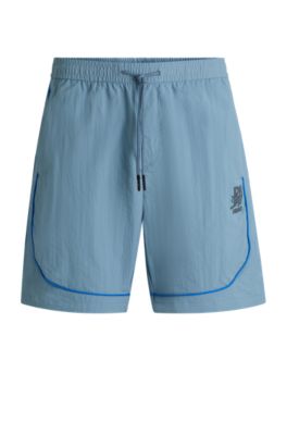 HUGO x RB drawstring shorts with piping details, Blue