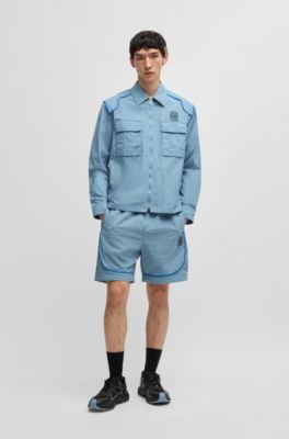 HUGO x RB drawstring shorts with piping details, Blue