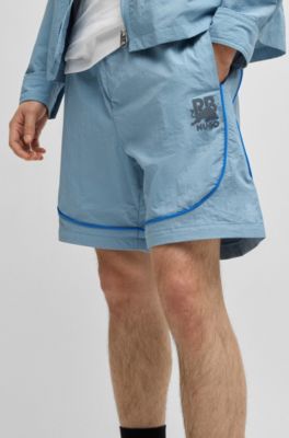 HUGO x RB drawstring shorts with piping details, Blue