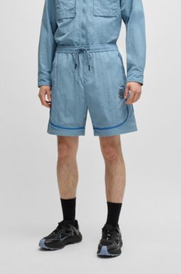 HUGO x RB drawstring shorts with piping details, Blue