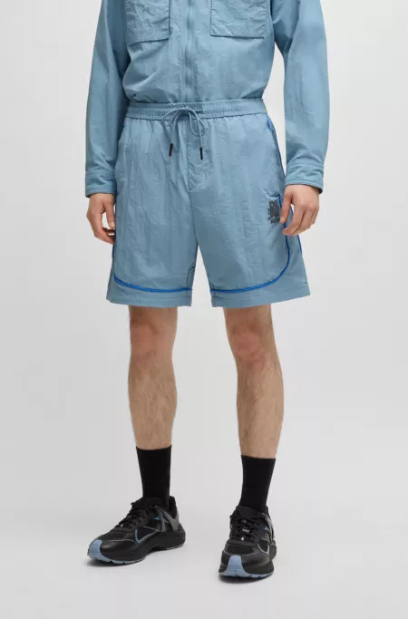 HUGO x RB drawstring shorts with piping details