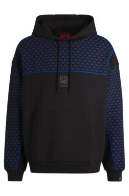 HUGO x RB hoodie with piping details, Black