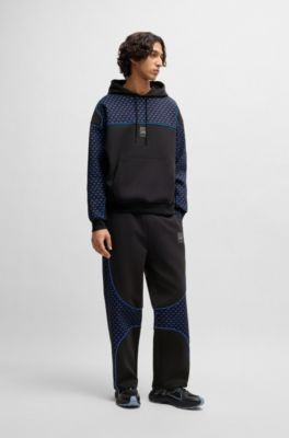 HUGO x RB hoodie with piping details, Black